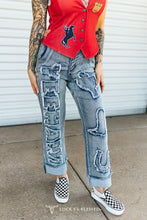 Load image into Gallery viewer, Cowgirl Chaos Patch Denim Jeans