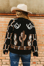 Load image into Gallery viewer, Black Cactus Horseshoe Sweater
