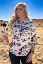 Load image into Gallery viewer, Farm Fresh Toile Bow Top