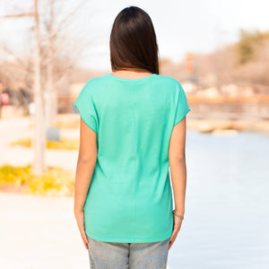 Solid Waffle Mint Top