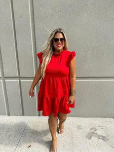 Ruffle Dress Red