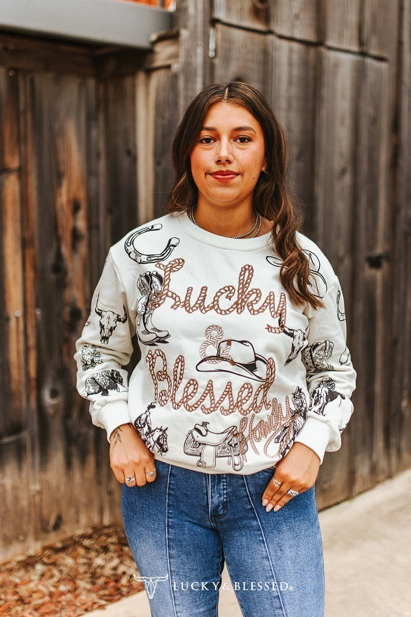 Lucky & Blessed Embroidered Sweatshirt