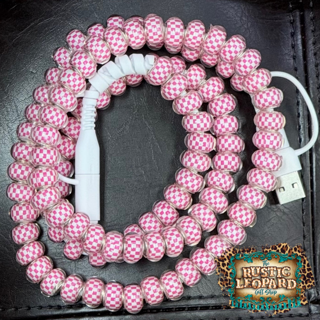 4 in 1 Pink and White Checkered Charger