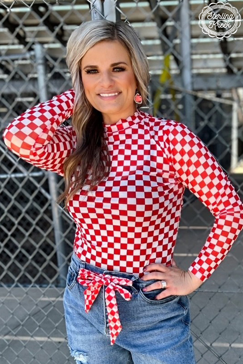 Pep Rally Red Mesh Layering Top