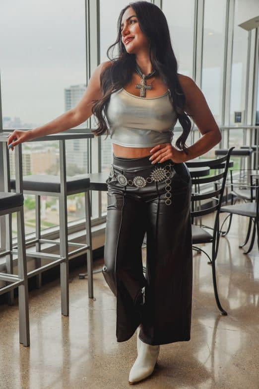 Black Leather Crop Pants