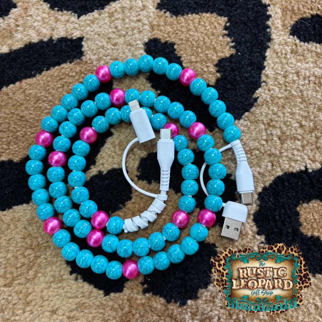 4 in 1 Turquoise and Pink Charger