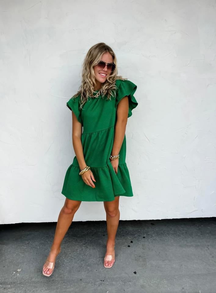 Ruffle Dress Green