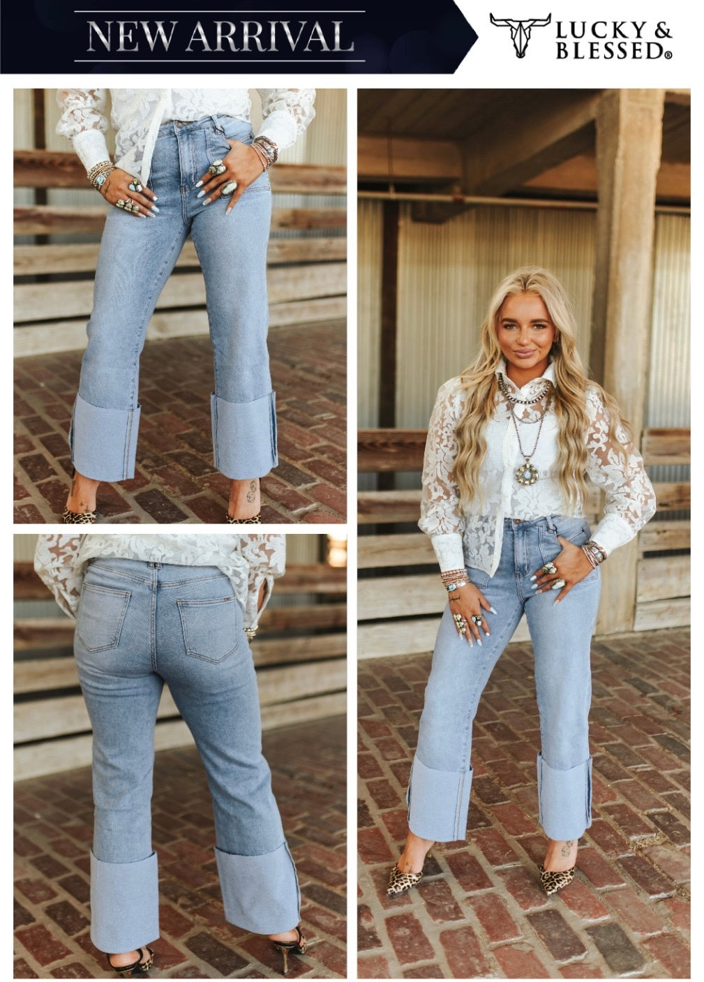 High Rise Cuff Jeans