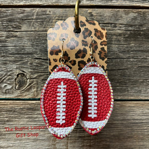 FOOTBALL RED RHINESTONE EARRINGS