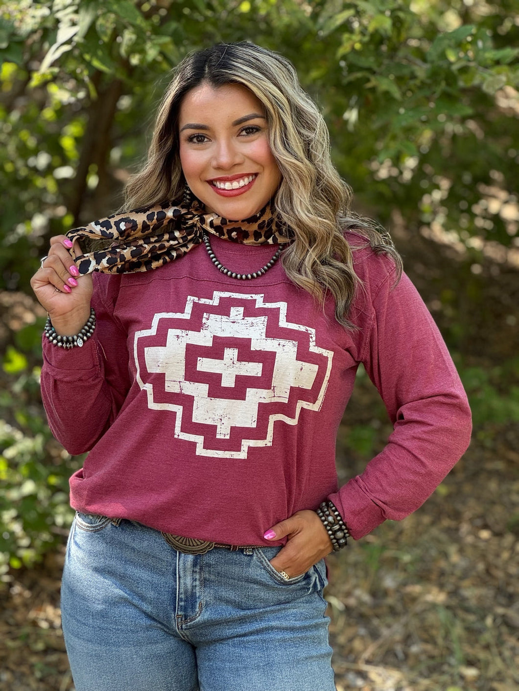 Drew Aztec on Maroon Boyfriend Tee