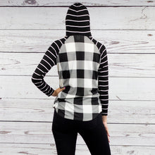 Load image into Gallery viewer, Buffalo Plaid &amp; Stripes Hoodie
