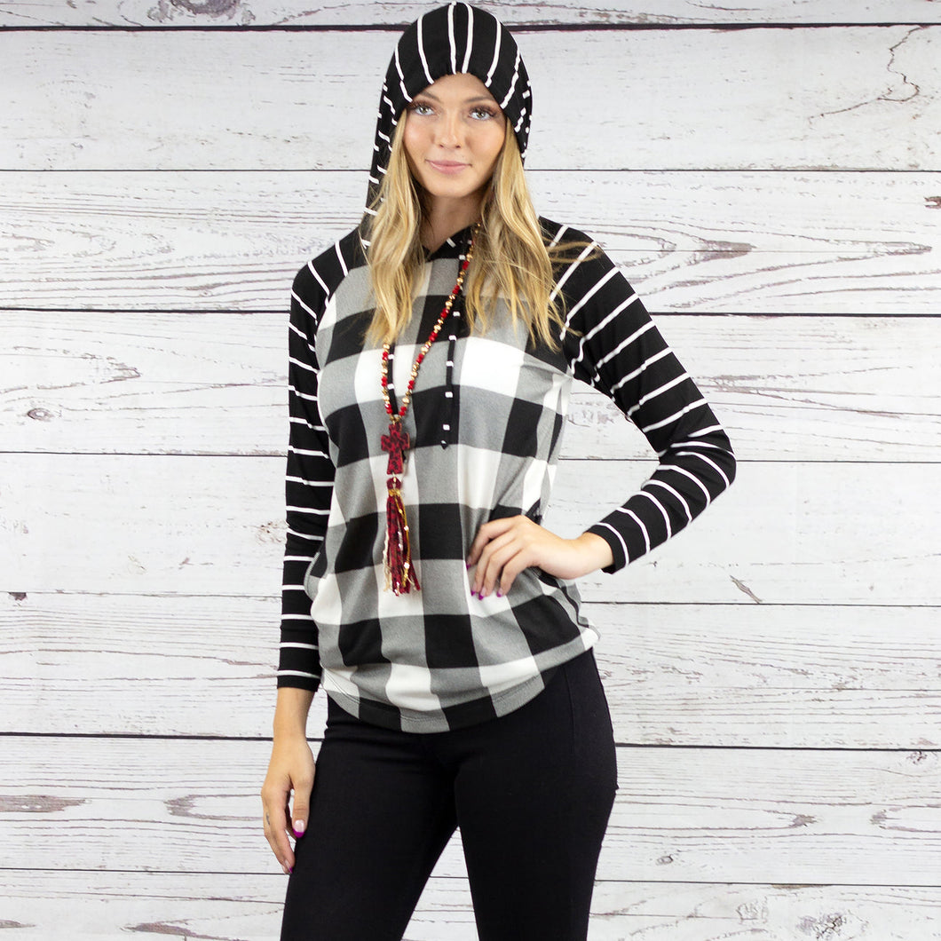 Buffalo Plaid & Stripes Hoodie