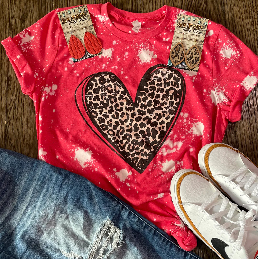 Bleached & Distressed Leopard Heart