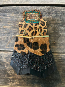 Black Leopard Fringe Earrings