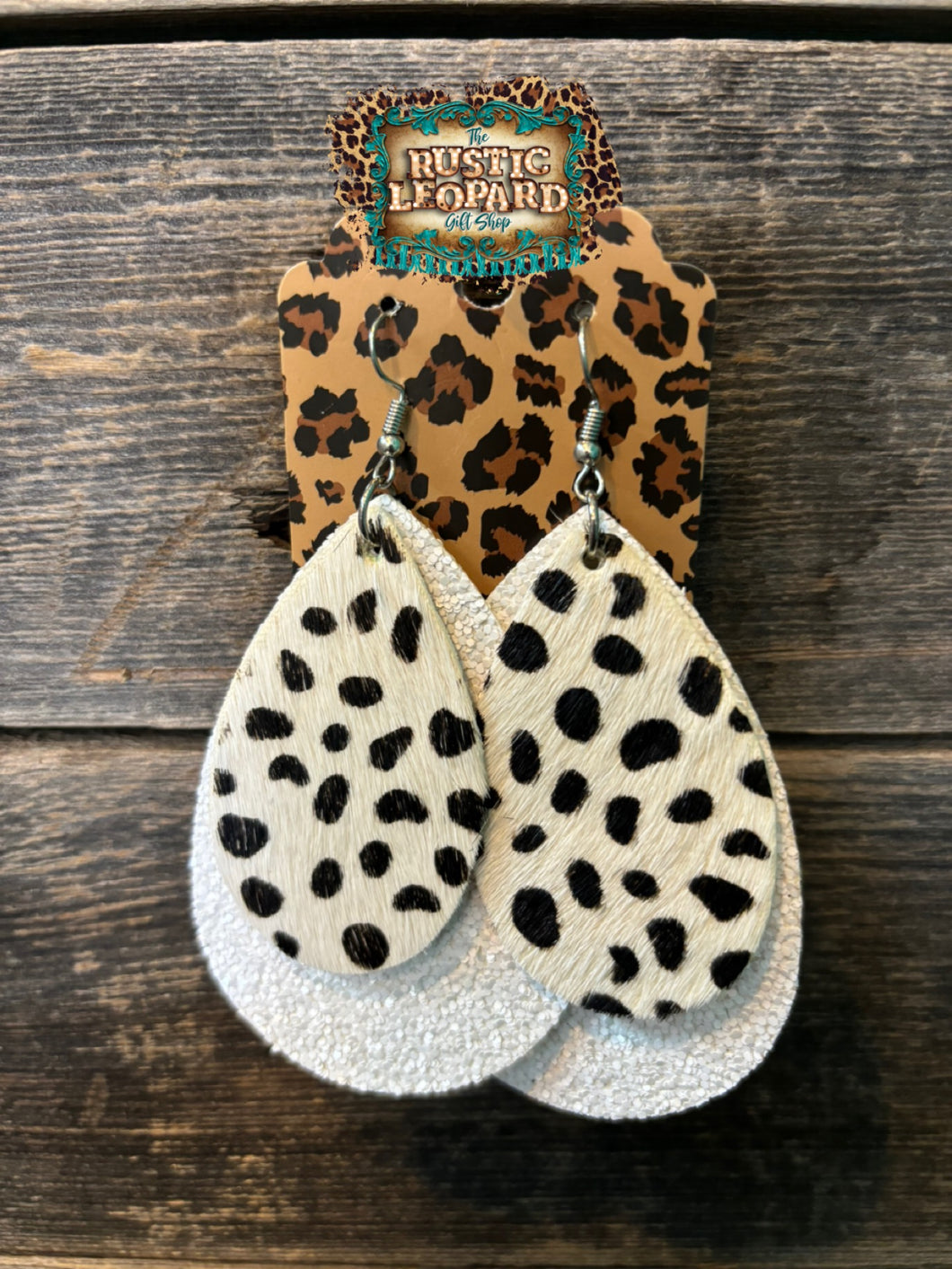 Snow Leopard Glitter Layered Earrings