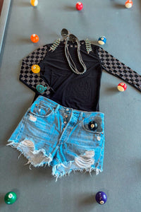 Checked in Black Mesh