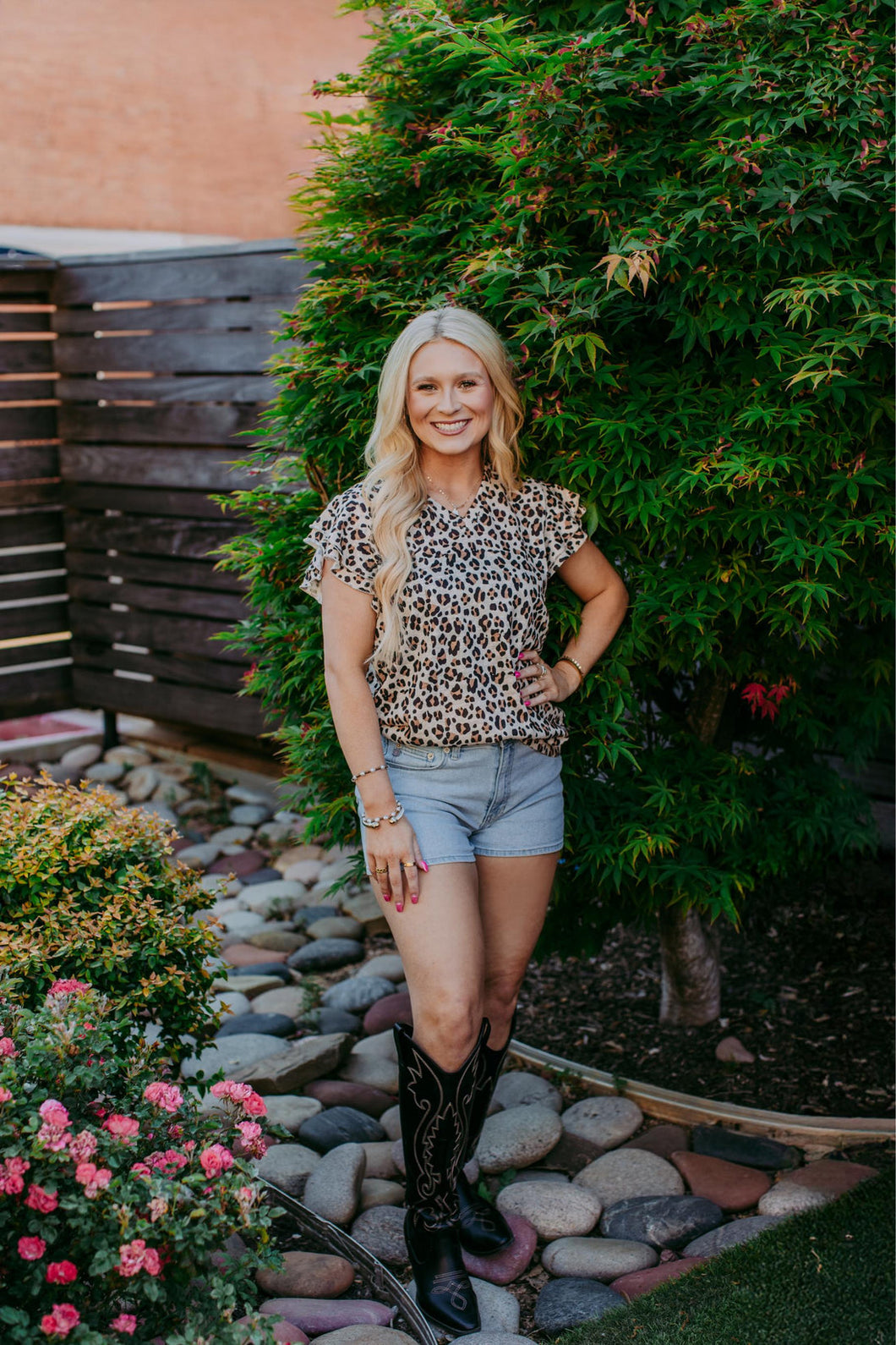 Leopard Chic V Neck Top