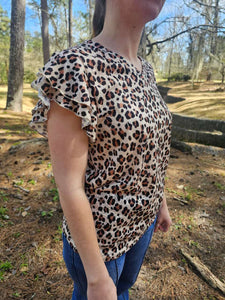 Leopard Chic V Neck Top