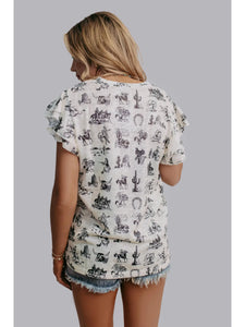 Western Days Ruffle Sleeve Top
