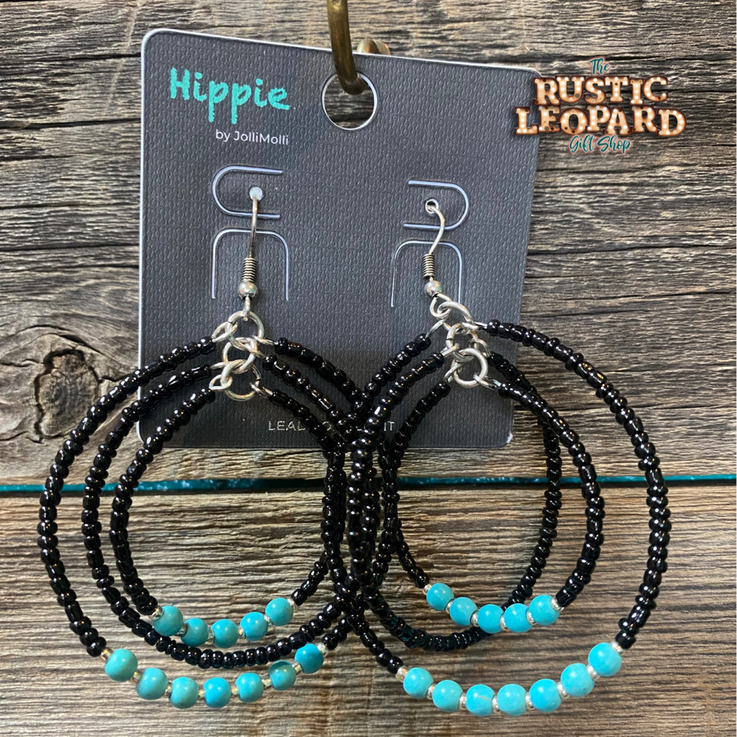 Black & Turquoise Bead Earrings