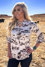 Load image into Gallery viewer, Farm Fresh Toile Bow Top
