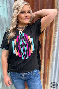 Navajo Nation Embroidered Fringe Top